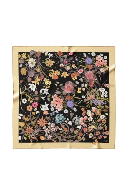 Fular Elizabetta cu model floral cu imagine negru