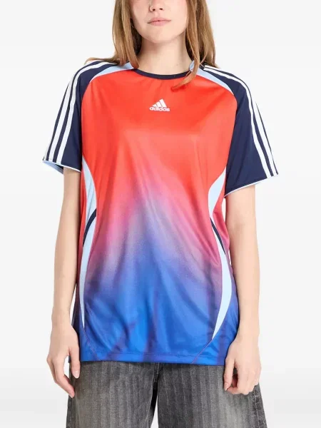 Mały top Adidas w paski z dżerseju szary