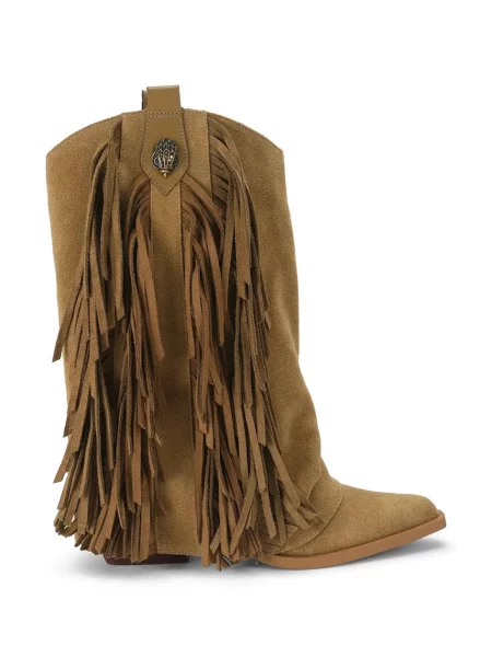 Kurt Geiger London čižmy dámske kožené Albany Fringe Western hnedá