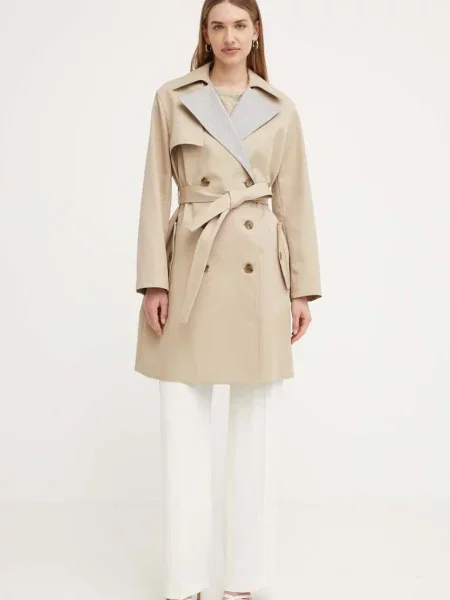 BOSS płaszcz przejściowy dwurzędowy beżowy