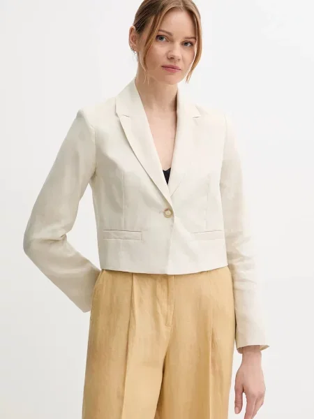 United Colors of Benetton sacou de in un singur rand de uni bej