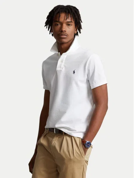 Lniana koszulka polo Polo Ralph Lauren z krótkim rękawem biała