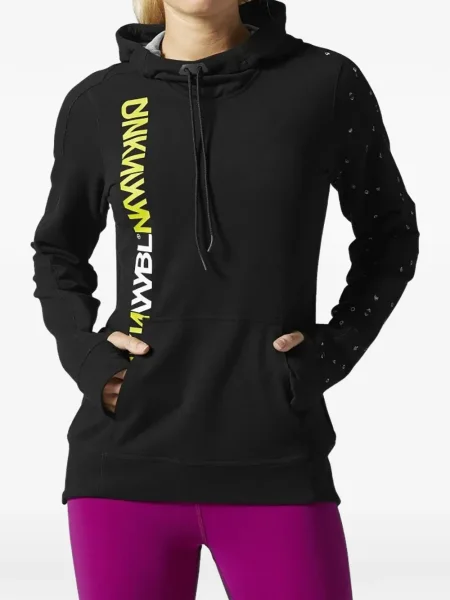 Hanorac cu glugă Reebok cu glugă din material terry negru