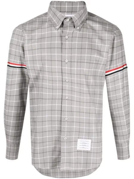Cămașă Thom Browne în carouri gri