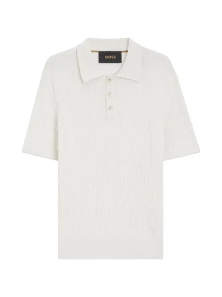 Tricou polo Boss tricotate alb