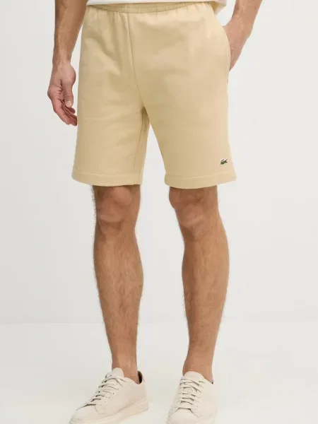 Lacoste teplákové šortky s bavlnou béžové