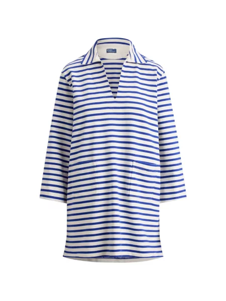 Rochie cu dungi Polo Ralph Lauren cu dungi cu decolteu în V albastru