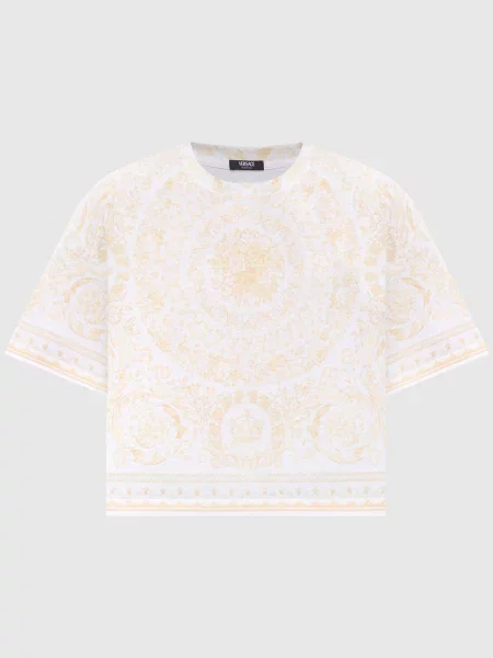 Футболка в принт Barocco Jacquard Versace біла