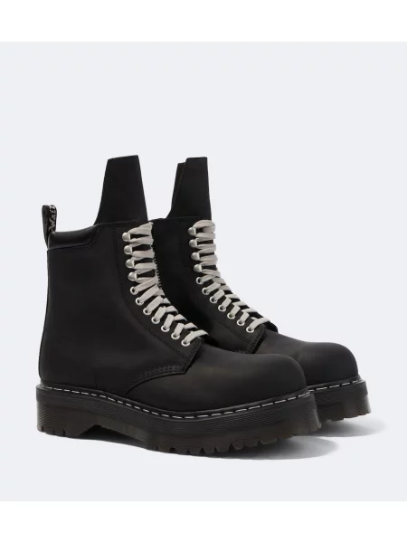 Cizme scurte Rick Owens din piele cu platformă negru