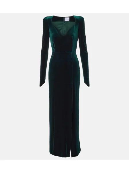 Aksamitna welurowa sukienka Galvan zielona