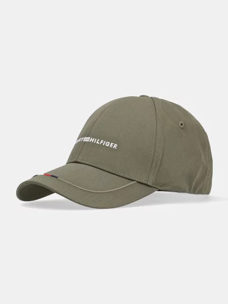 Шапка с козирка Tommy Hilfiger с апликация зелено