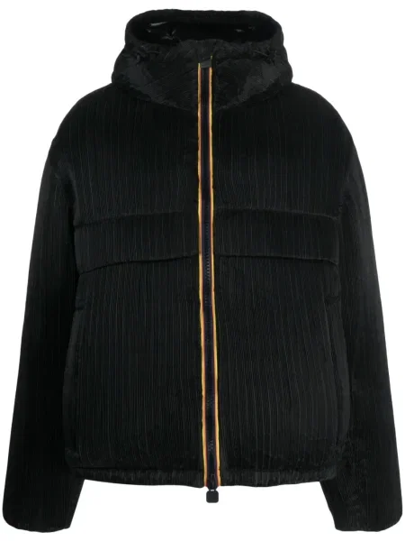 Пухено яке K-way с качулка черно