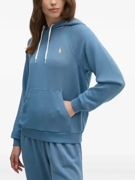 Tricou polo Polo Ralph Lauren cu autograf din piele cu glugă albastru