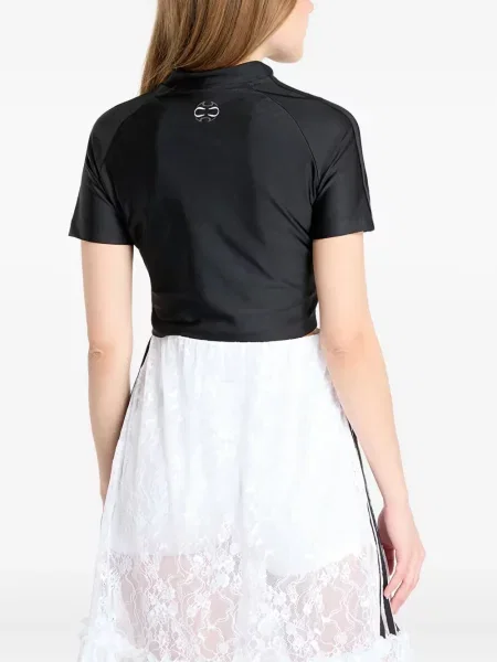 Футбол тениска с дълъг ръкав Adidas на райета мъниста бяло