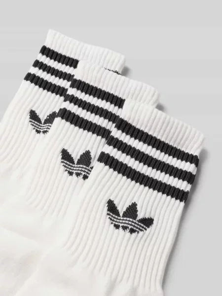 Skarpety Adidas Originals w paski z nadrukiem białe