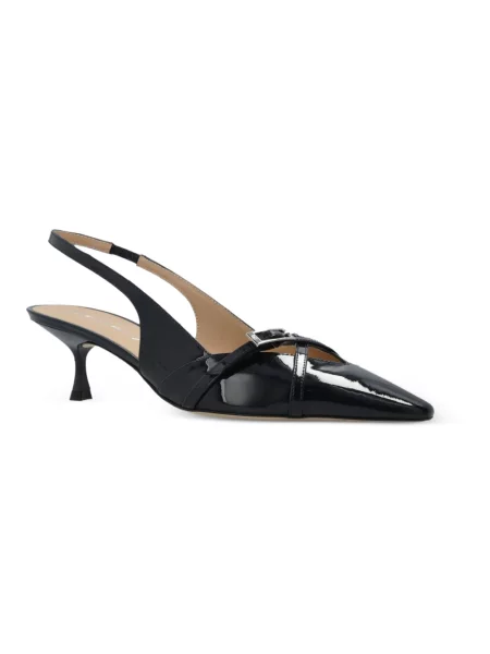 Czółenka Stuart Weitzman skórzana z otwartą piętą niebieska
