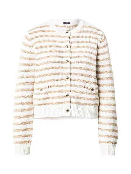 JOOP! Geacă tricotată Kola maro deschis alb