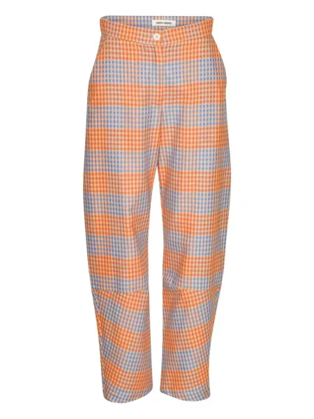 Pantaloni Henrik Vibskov în carouri portocaliu