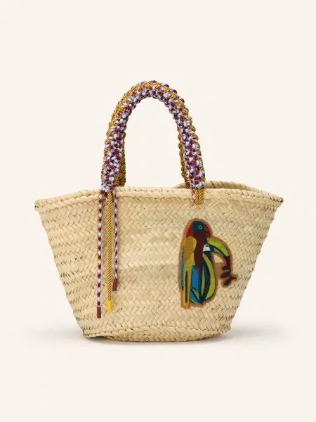 Alémais Nákupní Taška Toucan Tango Macrame Midi velbloudí / tmavě / žlutá červená