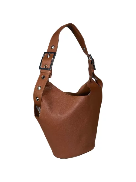 Geanta de piele Dondup din piele cu cataramă mini maro