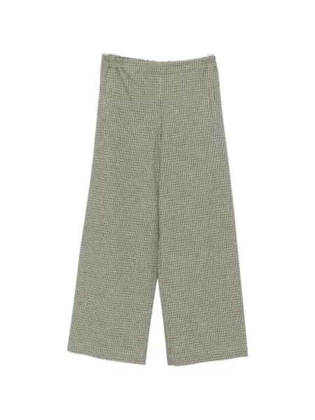 Pantaloni Niu' în carouri verde