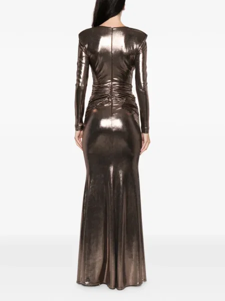 Rochie maxi Cristallini lungă de costum maro