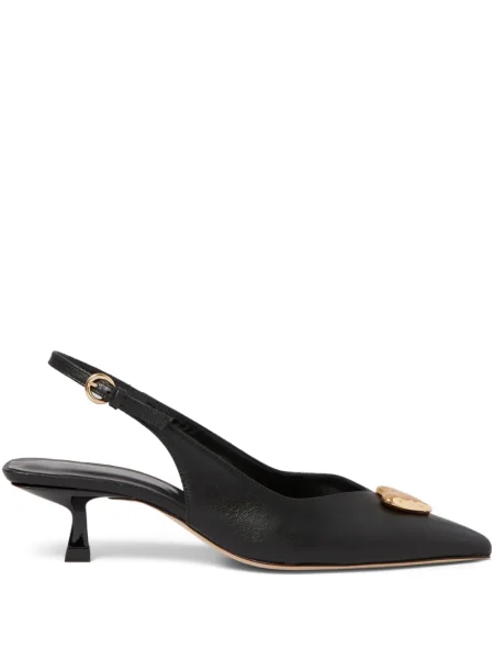 Pantofi cu toc Claudie Pierlot slingback cu motiv cu inimi negru