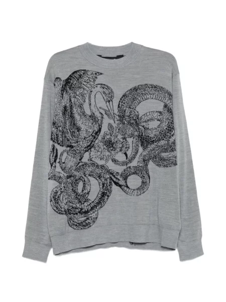 Pulover Just Cavalli cu decolteu rotund gri