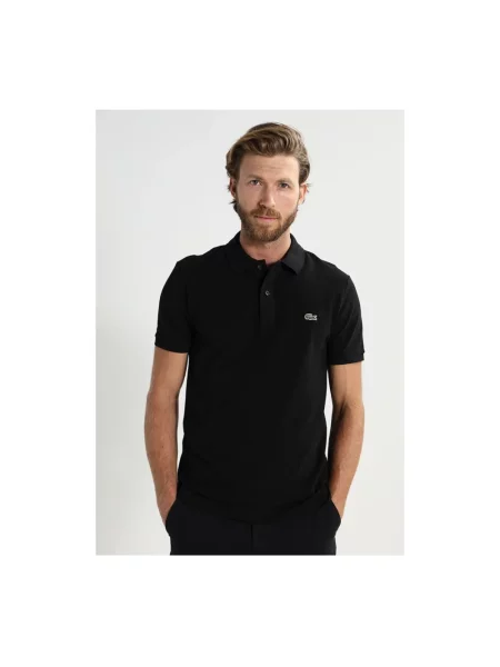 Koszulka polo o kroju slim fit z czystej bawełny Lacoste czarna