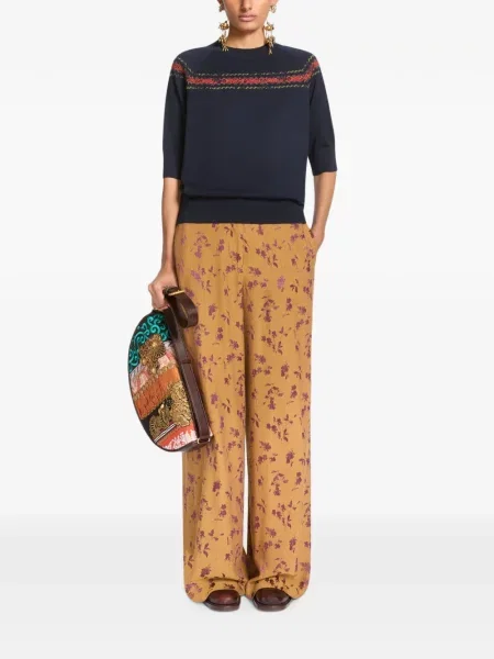 Pantaloni Dries Van Noten din jacard galben