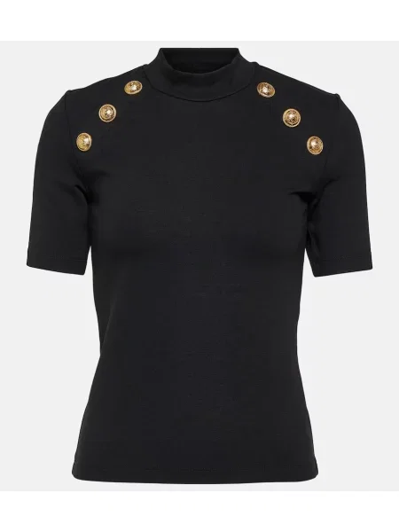 Tricou Balmain din jerseu negru