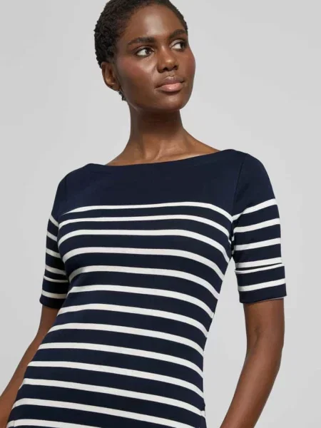 Sukienka midi z dekoltem w łódkę model ‘MUNZIE’ Lauren Ralph Lauren granatowa