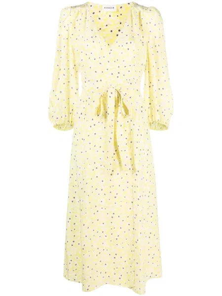 Rochie P.a.r.o.s.h. de mătase cu model floral cu imagine galben