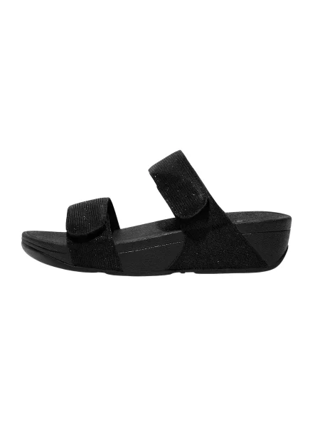 Kobiece klapki na koturnie FitFlop Lulu Adjustable czarne