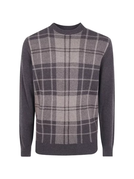 Pulover Barbour de lână în carouri maro