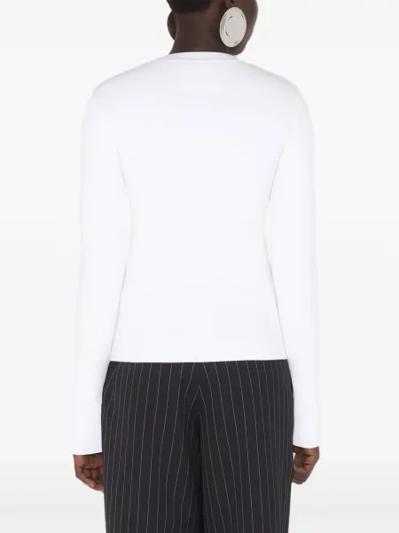 Top Jean Paul Gaultier cu decolteu rotund alb