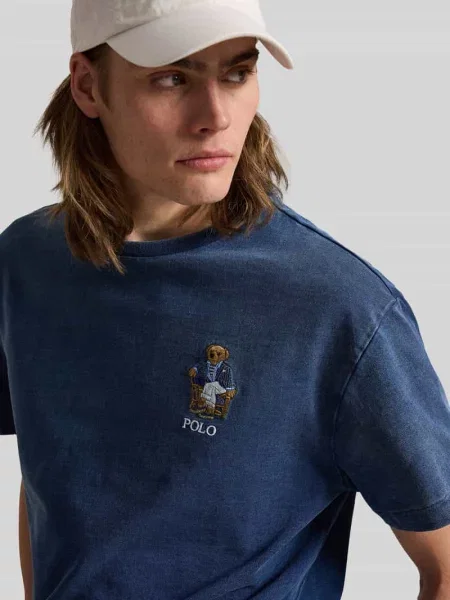 T-shirt o kroju relaxed fit z czystej bawełny Ralph Lauren granatowa