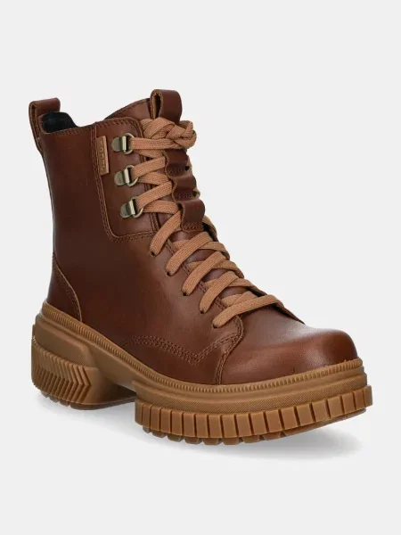Кожени кубинки Sorel ONA AVE BOOT LACE WP с платформа кафяво