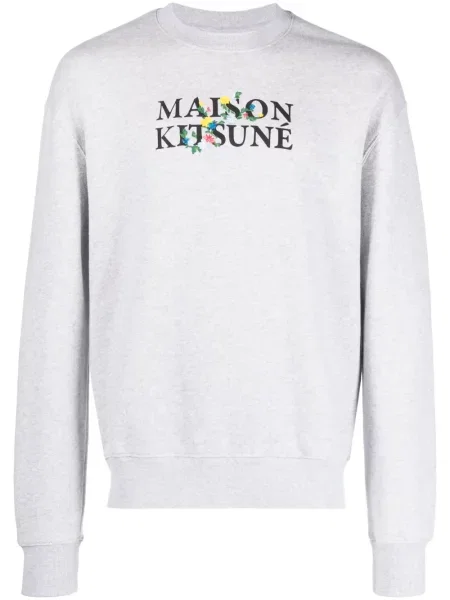 Hanorac Maison Kitsune cu imagine gri