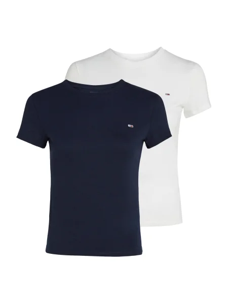 Tommy Jeans Tricou bleumarin / murdar alb