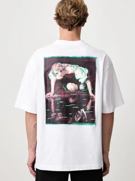 Off-White Inked Narciso Skate tricou din pentru bărbați alb
