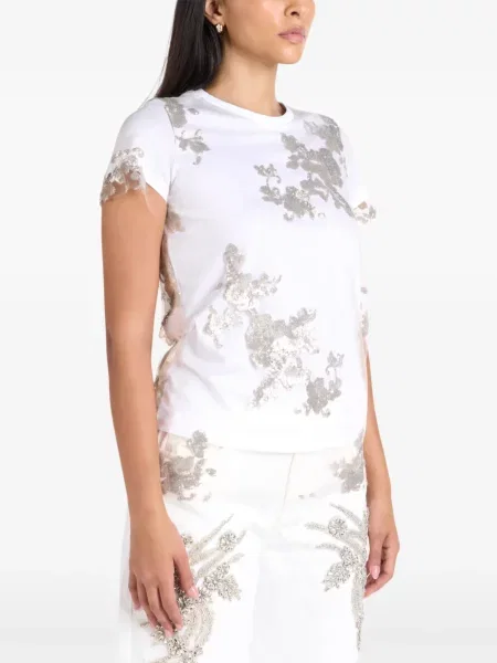 Tricou Marques'almeida cu paiete din tul alb