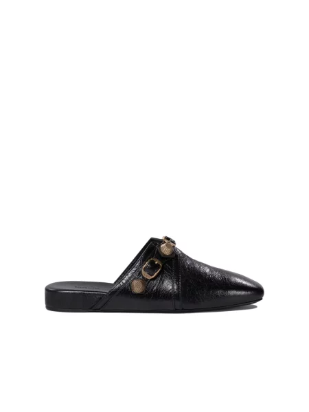 Lniane klapki Balenciaga czarne