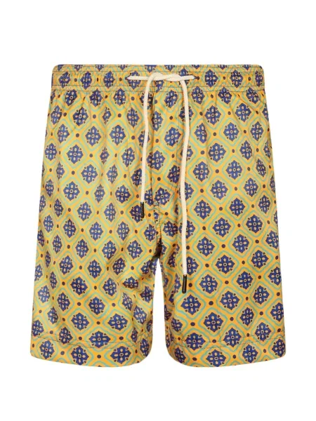 Slip de baie Penfield cu imagine cu imprimeu geometric cu cordon portocaliu