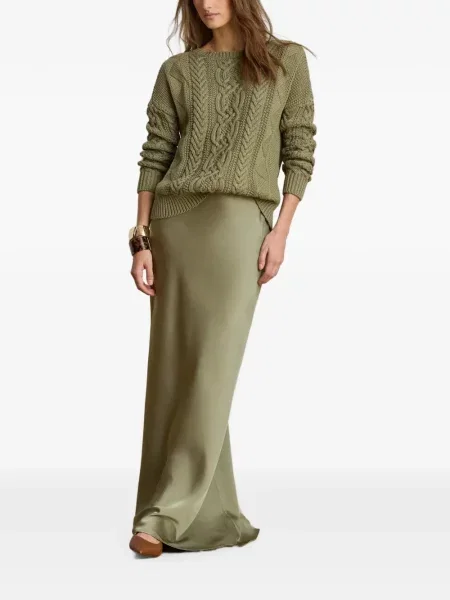 Maxi sijonas Lauren Ralph Lauren satininis a eilutė žalia
