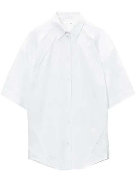 Rochie tip cămașă Alexander Wang scurtă de costum alb