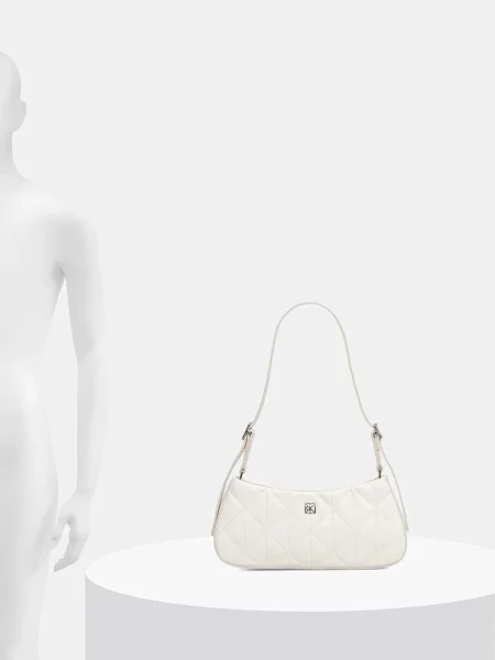 Táska Calvin Klein Quilted Sm Shoulder Bag Fehér bézs