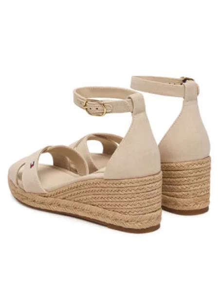 Espadrilky Tommy Hilfiger Mid Wedge Espad X Cross béžová