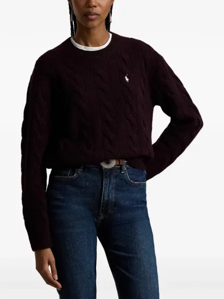Scurt șapcă Polo Ralph Lauren cu broderie din jerseu maro