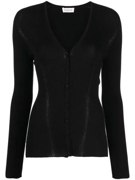 Top Lanvin tricotate cu decolteu în V negru